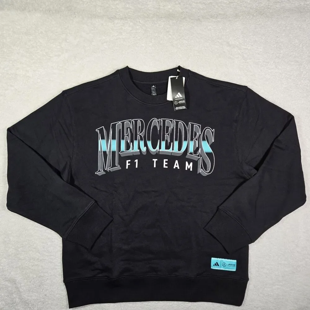 Adidas F1 Mercedes AMG Petronas Black Crewneck Sweatshirt Mens Large $95 L